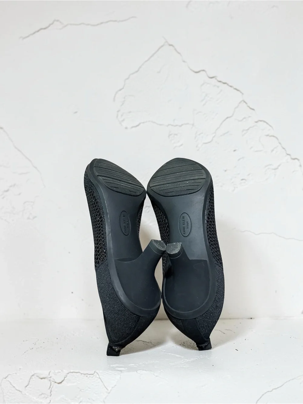 Anne Klein Black Pointed Knit Slip-On Flats - Picture 7 of 8
